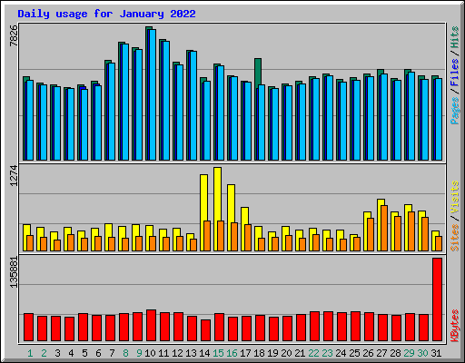 Daily usage for January 2022