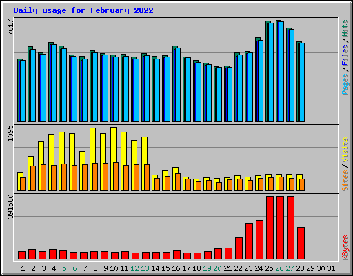 Daily usage for February 2022