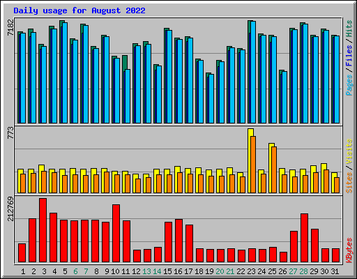 Daily usage for August 2022