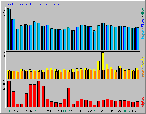 Daily usage for January 2023